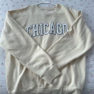 Men's Cream Crewneck Sweater with Chicago Design